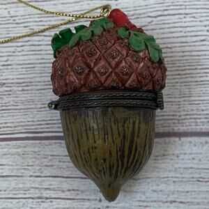 Vintage Acorn Trinket Box Christmas Tree Ornament